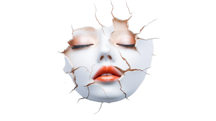 Intriguing portrait, woman's face with a void exploring themes of absence and the unknown in contemporary art