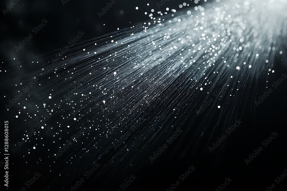 Poster light beam with particles in dark.