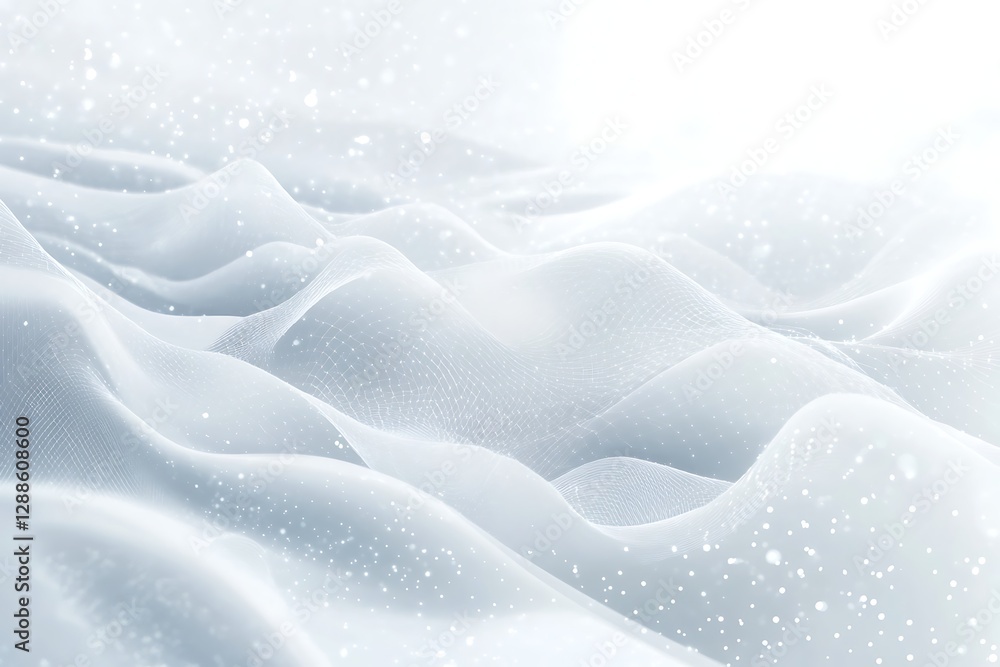 Aufkleber abstract white wavy background with subtle grid and glimmering particles