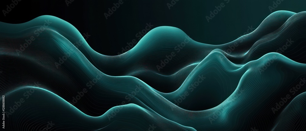 Aufkleber abstract waves in teal and black create a serene background for digital art and design