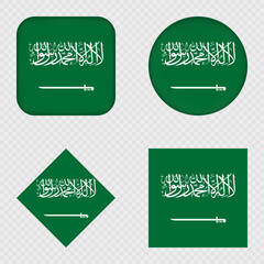 Saudi Arabia Flag Icons Pack. Vector illustration.