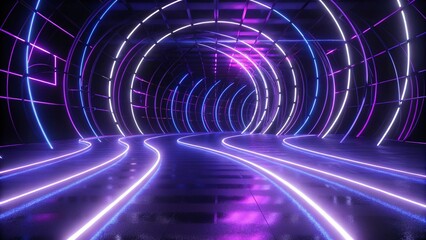Abstract Speed light trails effect path, fast moving neon futuristic technology background, future virtual reality, motion effect, curve of neon bright, highway speed light