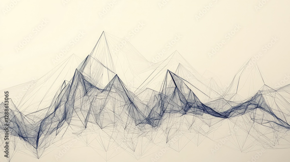 Poster abstract line graph with sharp peaks and valleys on a neutral background
