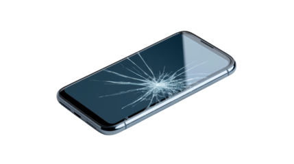 Broken on plaid fabric, cracked screen and visible damage close up damaged