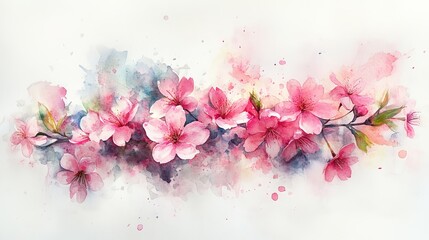 A watercolor painting of pink cherry blossoms with a soft, artistic background.