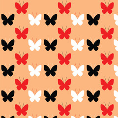 Butterfly red or white and black color pattern design