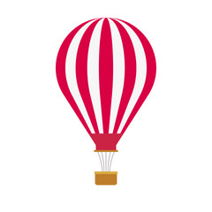 Naklejka premium Flat design red hot air balloon icon. Vector.