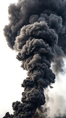 Dramatic Black Smoke Plume Texture, Composition, and Abstract Art