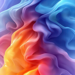 Obraz premium fluid and artistic rainbow themed backdrop with softly blended colors creates mesmerizing and vibrant visual effect, featuring swirling patterns of blue, purple, red, and orange hues