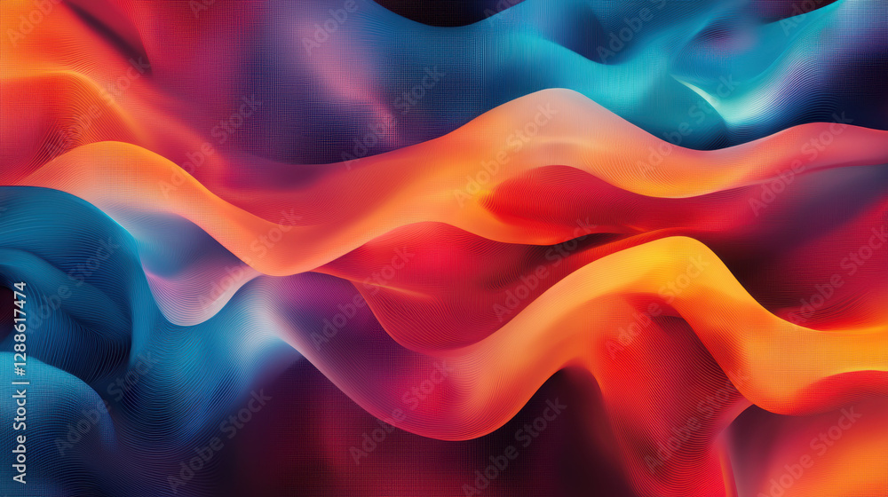 Poster vibrant abstract waves in red, blue, and orange create dynamic visual effect