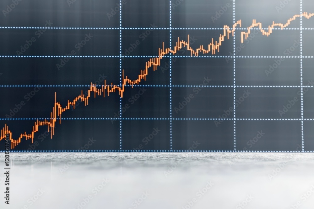 Poster stock price line chart with smooth upward curve on gray background