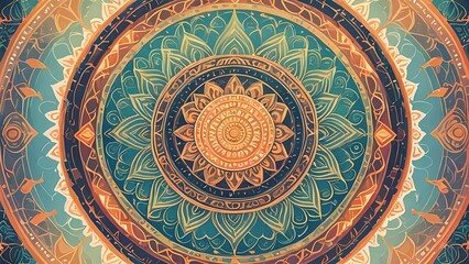 Fototapeta premium 光輝くデジタルマンダラ｜Luminous Digital Mandala