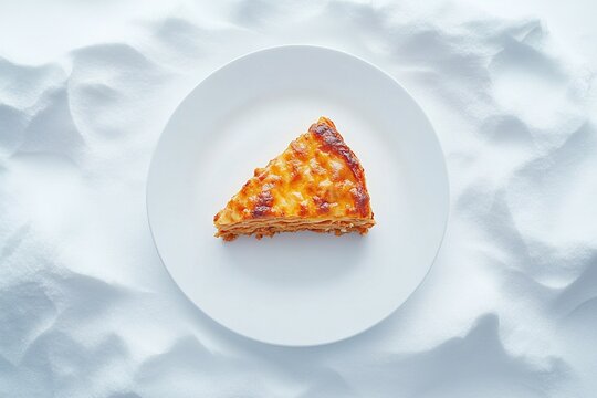 Photo of a slice of lasagna on a white plate
