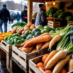 Rustic Winter Harvest: A Cozy Display of Seasonal Vegetables