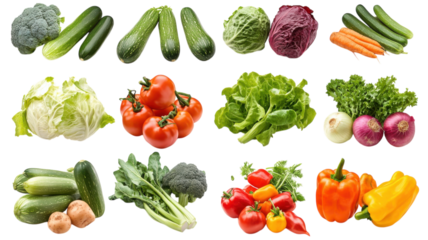 Fresh vegetables displayed on a white background with vibrant colors and various textures for healthy meal preparation
