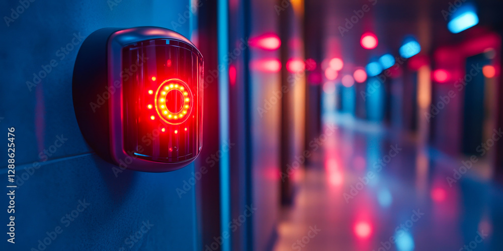 Poster voice recognition security system in modern corridor enhancing high-tech safety with innovative solu