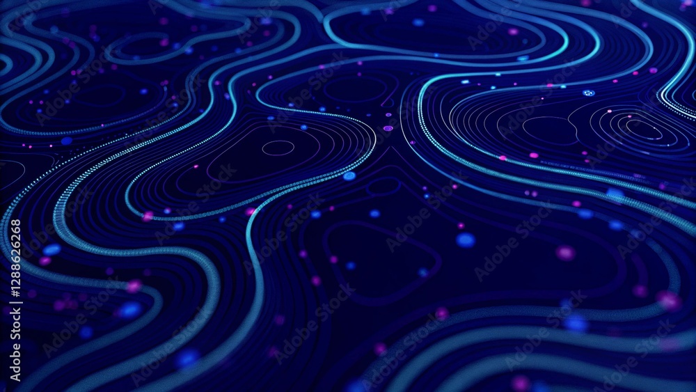 Poster abstract digital background from rounded colored lines. big data visualization. 3d rendering. abstra