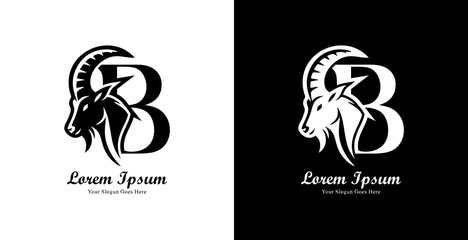 goat head logo design combined with the letter B © Yohanes
