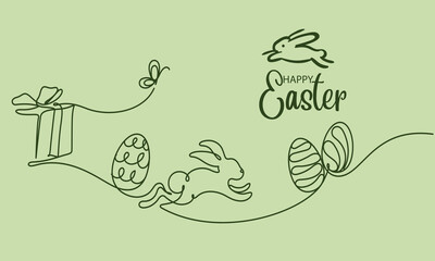 Happy Easter . Trendy Easter design with typography, hand painted strokes and dots, eggs, bunny ears, in pastel colors. Modern minimal style. Horizontal poster, greeting card, header for website