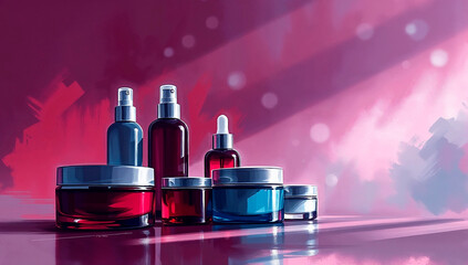 Naklejka premium Digital sketch of skincare products