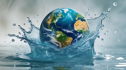 World Water and World Environmental Concept. Saving water, earth, globe, nature concepts