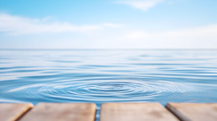 Obraz premium Calm lake with soft ripples creating peaceful water reflection perfect for relaxation and nature-inspired designs. Selective focus