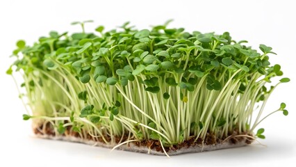 Fresh green microgreens on white background. Created with Ai