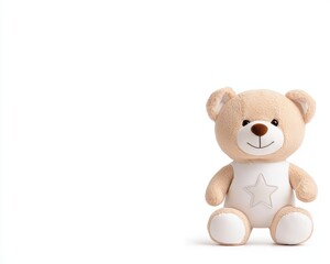 Cute teddy bear plush toy with a neutral background, perfect for children's rooms.