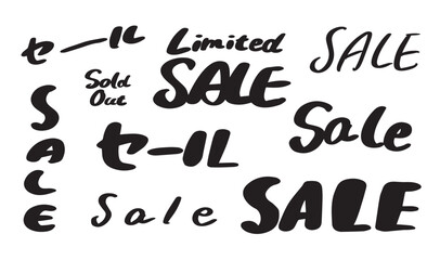 色々なSALEのシンプルな手書き文字セット　ベクターイラスト