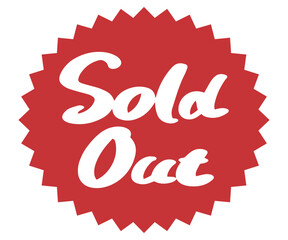 ソールドアウトの手書き文字アイコン　ベクターイラスト