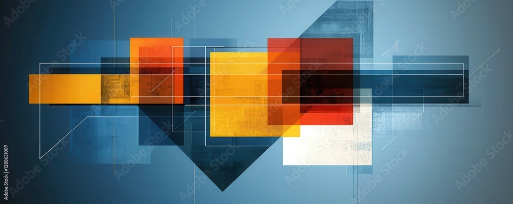 Aufkleber a digital abstract artwork featuring geometric shapes in vibrant colors, creating a dynamic composit
