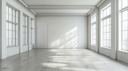 Obraz premium Bright and Spacious Minimalist Interior with Large Windows and Light