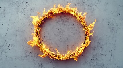Burning Ring: Fire Circle on Concrete