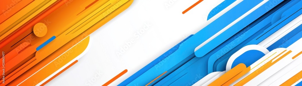 Poster a vibrant abstract background featuring dynamic blue and orange lines, creating a sense of movement 