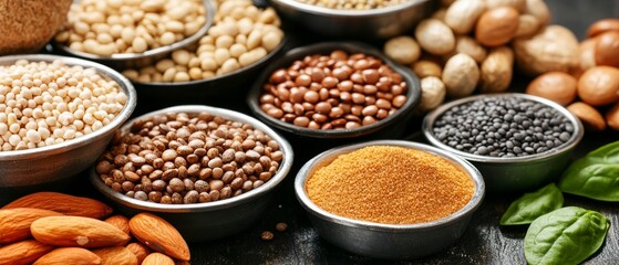 Food Rich in Dietary Minerals: Bowls of Beans Peas and Nuts