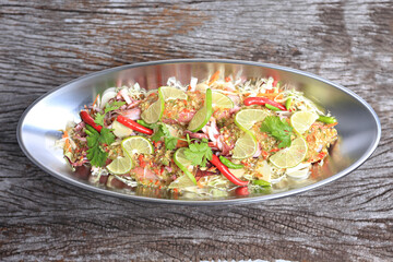 Steam Squid with Spicy Chili and Lemon Sauce, Thai Food, Steamed Squids or Octopus with Spicy Chili and Lemon Lime Sauce 