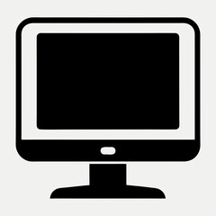 vector monitor black silhouette on white background 