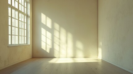 Bright and Minimalist Room with Natural Light and Wooden Floor