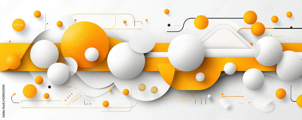 Aufkleber a vibrant abstract design featuring overlapping geometric shapes in white and yellow tones, creating
