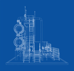 Petroleum heater exchanger. Vector rendering of 3d