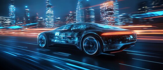 Fototapeta premium Cloudpowered vehicles with advanced safety features