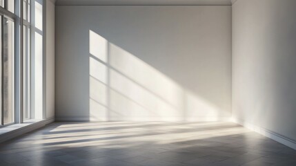 Obraz premium Bright Empty Room with Natural Light and Shadow Play on Walls