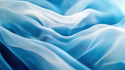 Obraz premium Layered blue and white fabric in a soft focus, blending light and dark blues for an ethereal, textured effect