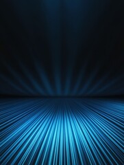 Fototapeta premium Abstract blue light lines converge on the horizon in a dark scene, creating a futuristic feel