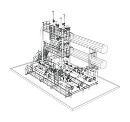 Petroleum heater exchanger. Vector rendering of 3d