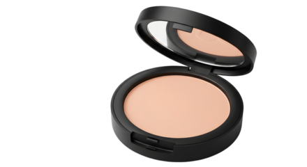 Compact Face Powder with Mirror in Black Case on White Background