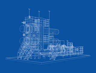 Petroleum heater exchanger. Vector rendering of 3d
