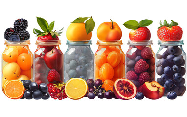 Vibrant Jars of Fresh Fruit A Colorful Still Life for Healthy Food Blogs and Packaging Design
