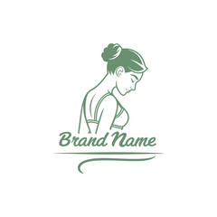 Vintage Woman Bikini Logo Template with Decorative Elements for Boutique & Spa