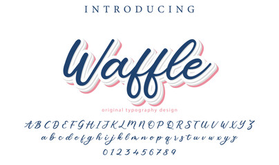 Waffle Font Stylish brush painted an uppercase vector letters, alphabet, typeface